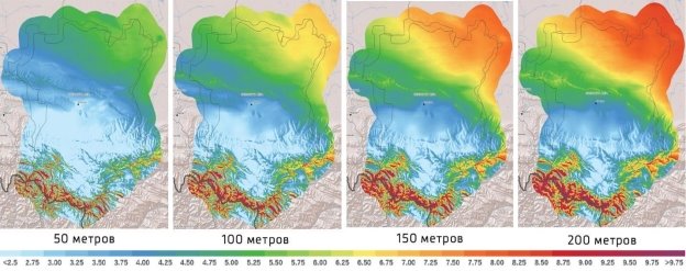 Среднегодовая скорость ветра на высоте от 50 до 200 метров [м/с]
