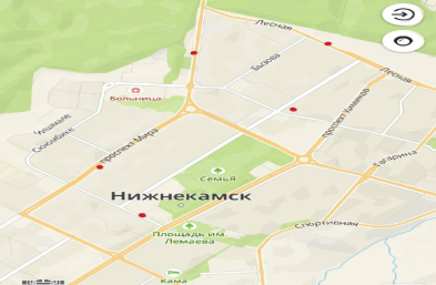 Карта с выбранными точками
