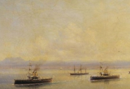 «Флот в виду Севастополя» (фрагмент). И. К. Айвазовский. 1890