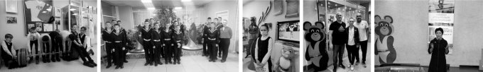 : 1,3. Ученики школ г. Архангельска на выставке «Архангельск олимпийский». 2021 г. Архив музея истории спорта САФУ; 2. Курсанты Архангельского морского кадетского корпуса на выставке «Олимпийцы Русского Севера» в ЦРС «Норд-арена» 2022 г. Архив МИСАО; 4. Бронзовый призер Олимпиады в Афинах (2004) Глеб Писаревский (1-ый слева) на выставке «Олимпийцы Русского Севера» в ЦРС «Норд-арена». 23 июня 2022 г. Архив МИСАО; 5. Марина Сколота, участница Олимпиады (1994) в Лиллехаммере открывает выставку «Архангельск олимпийский» в Северодвинске в день открытия Олимпиады в Пекине. 4 февраля 2022 г. Архив музея истории спорта САФУ