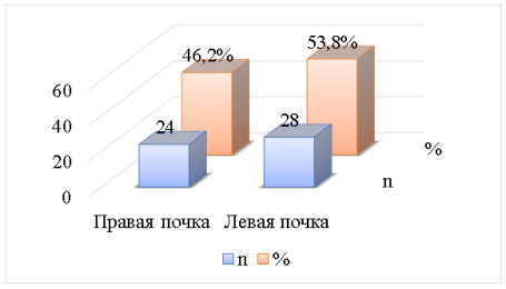 Первичная локализация ЗОП рака почки (n=52)