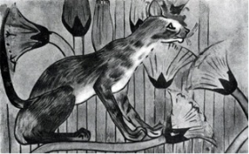 Дикая кошка, деталь гробницы Хнумхотепа II, Бени-Хасан, ХХ век до н. э.