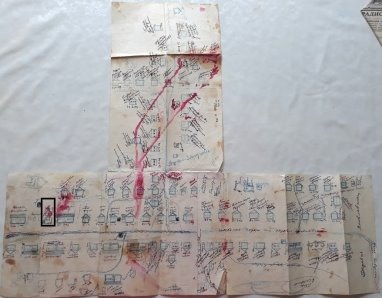 Схема деревни Яковлевской периода коллективизации. Из личного архива С. Ивановой, 1930-е гг. (часовня отмечена нами чёрным прямоугольником)