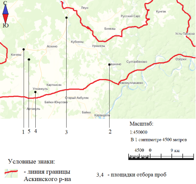 Карта-схема расположения пробных площадок (ПП)