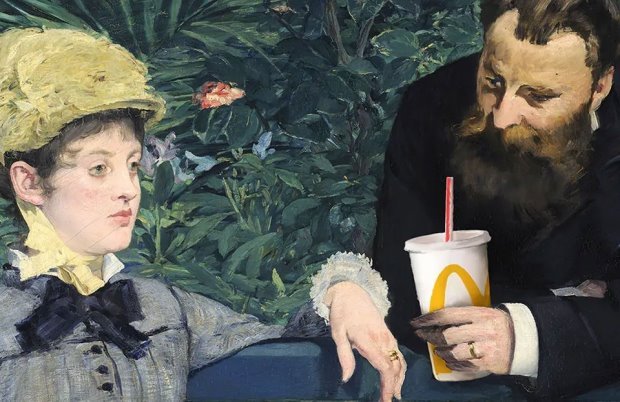 Реклама McDonald’s с использованием картины Эдуарда Мане «В зимнем саду»
