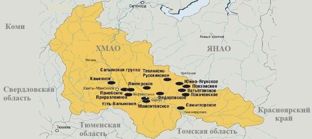Обзорная карта расположения Приразломного месторождения нефти [4]