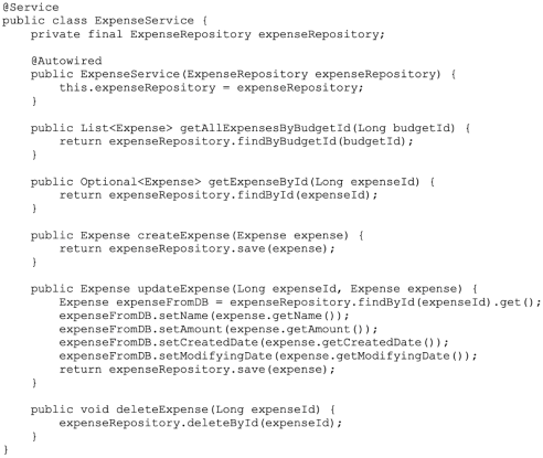 Класс ExpenseService