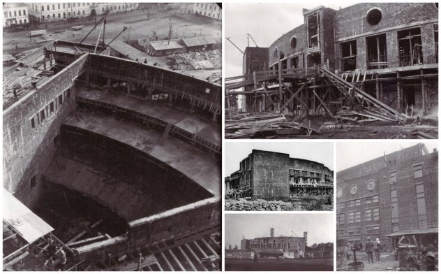 Строительство городского драматического театра. 1931 г. Архангельск. 464,5–464,8; 3735вх. АОКМ