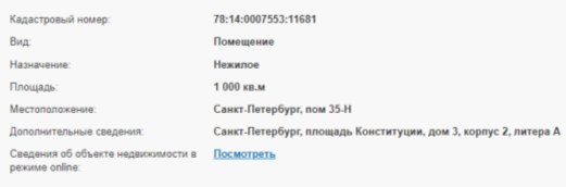 Сведения об объекте недвижимости