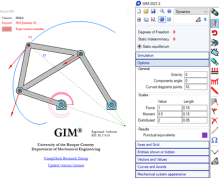 Учебная программа «GIM: Кинематический анализ механизмов» и схема расчета реакции опор плоской фермы
