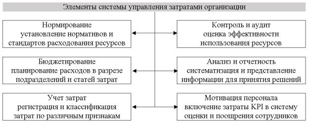 Элементы системы управления затратами организации