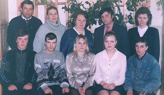 Сын Фёдора Васильевича Дроздова — Николай Фёдорович Дроздов (верхний ряд, первый слева) с коллегами-учителями. Пыталовский район