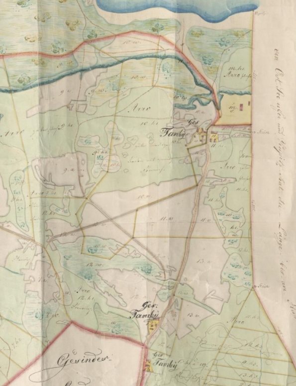 Три местечка под названием Tamby на фрагменте карты 1860 года. Источник: Eesti Rahvusarhiiv. EAA.3724.4.1797. Special Charte des privaten Gutes Waiwara belegen im Ehstl. Gouv. Allentackschen Kreise und Waiwarschen Kirchspiele. Koostaja: C. Mühlberg, 1860