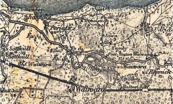 Деревня Тамби на фрагменте немецкой карты 1917 года. Источник: Eesti Rahvusarhiiv. EAA.1451.1.319. Kirde-Eesti ja Peterburi kubermangu läänepoolse osa kaart, 1917