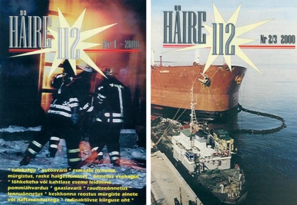 Обложки двух номеров журнала «Häire 112», издаваемого Спасательным департаментом Эстонии. Редактором периодического издания был Тийт Тамби. Источник: Häire 112. № 1. 2000. Toimetaja: Tiit Tambi; Häire 112. № 2–3. 2000. Toimetaja: Tiit Tambi