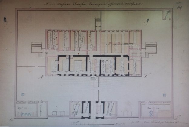 Проект расширения Тюремного замка. План нижнего этажа. [10, л. 14]
