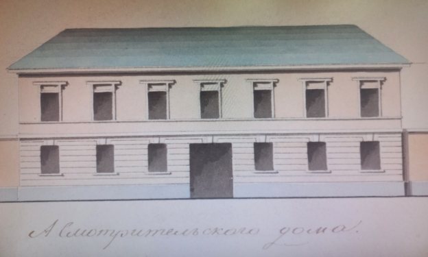 Главный фасад Смотрительского дома. Фрагмент проектного чертежа. См. также рис. 6
