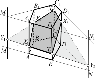 Построение сечения методом пересечения плоскостей несмежных граней