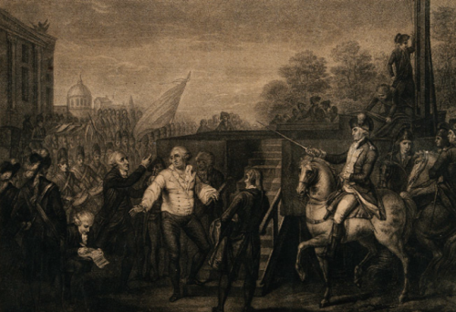 Последние мгновения жизни Людовика XVI. Гравюра по картине Чарльза Беназеча. 1793