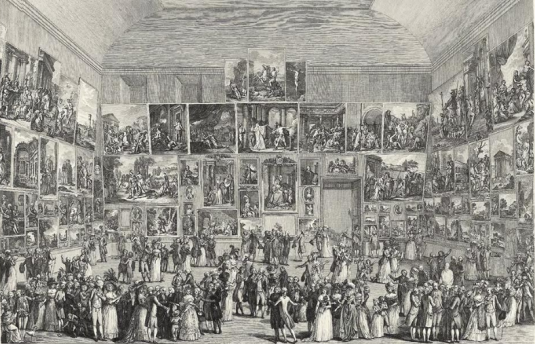 Пьетро Антонио Мартини. Выставка в Салоне Лувра в 1787 году. Франция, 1787. Бумага, гравюра резцом