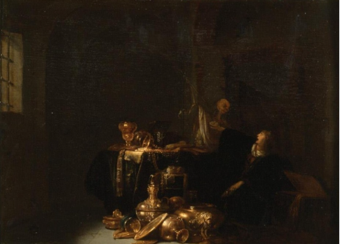 Виллем де Портер «Суета сует (Ростовщица и смерть)», 1640. ГМИИ им. А. С. Пушкина. Дерево, масло. 43х55 см