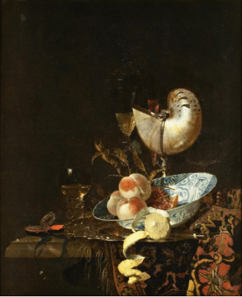Виллем Калф «Натюрморт с кубком из перламутровой раковины», 1660. ГМИИ им. А. С. Пушкина. Холст, масло. 76х62 см