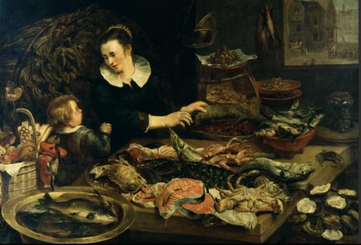 Франс Снейдерс, «Рыбная лавка», около 1616. ГМИИ им. А. С. Пушкина. Холст, масло. 134 х 204 см