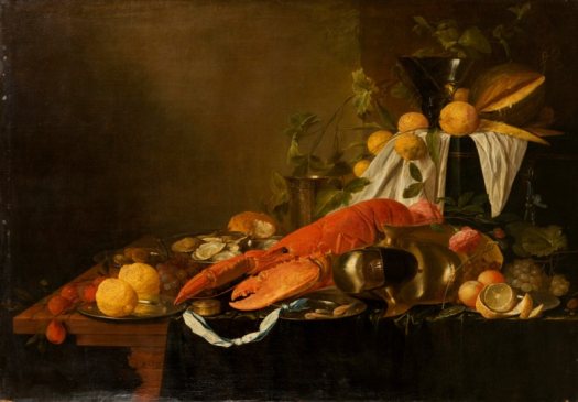 Ян Давидс де Хем, «Натюрморт с лангустом», 1640-е. ГМИИ им. А. С. Пушкина. Холст, масло. 116 х 159 см