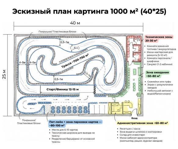 Эскизный план картинг-центра Urban Karting Astana