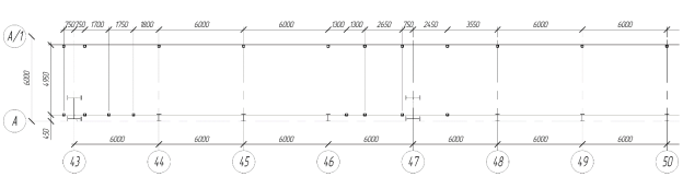 Схема расположения колонн встройки
