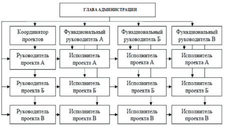 Матричная модель организационной структуры муниципального управления [3, с. 155]