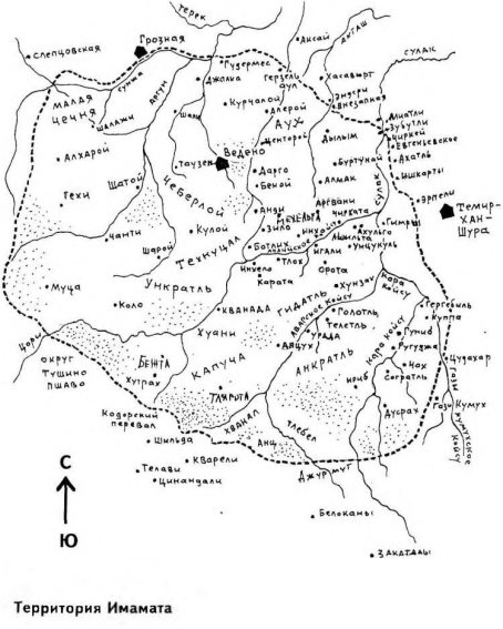 Карта Северокавказского имамата [3, с. 156]