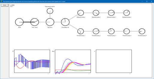 Вывод результатов компьютерного эксперимента в программе «Программа для моделирования механизма привода рубильной машины для измельчения древесного сырья»