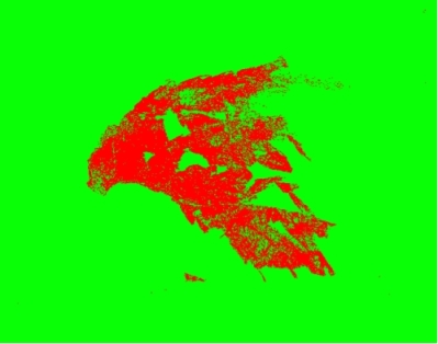 Карта выгоревших территорий Каркаралинского района, определенных с использованием индекса dNBR