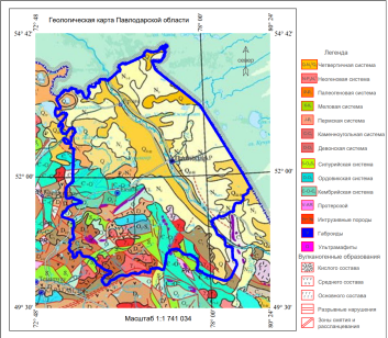 Геологическая карта Павлодарской области
