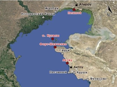 Схема морских станций и постов на Каспийском море