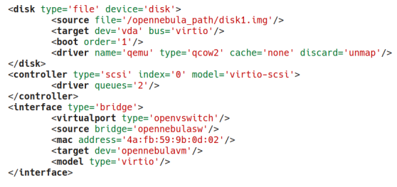 Описание дисков и сетевых интерфейсов для libvirt