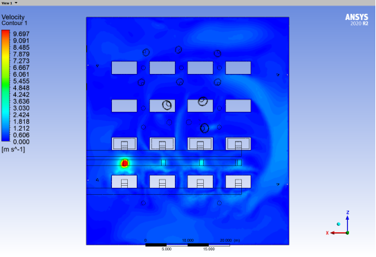 Сечениях потоков воздуха на уровне людей