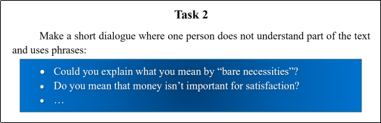 Упражнение на составление диалога с уточнением
