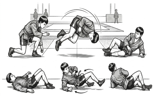 Кувырок через плечо, упражнение «креветка»