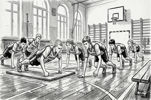 Отжимания на кулаках, передвижение «медвежья походка»