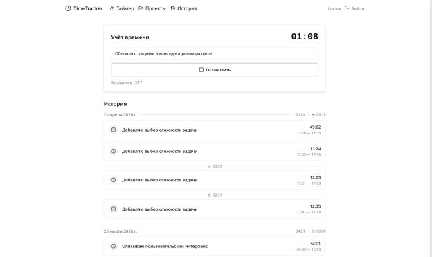 Главный экран ВП УРВ