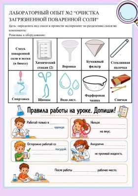 Адаптированный рабочий лист к лабораторной работе по химии
