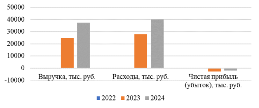 Динамика финансовых показателей фитнес-клуба «GOLD GYM» в 2022–2024 гг.