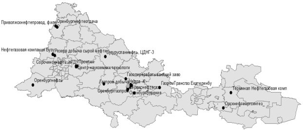 Карта Предприятий черно белая