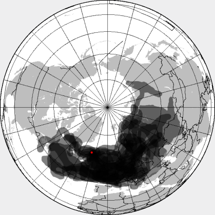 Фактическое распространение пепла в атмосфере весной 2010 г.