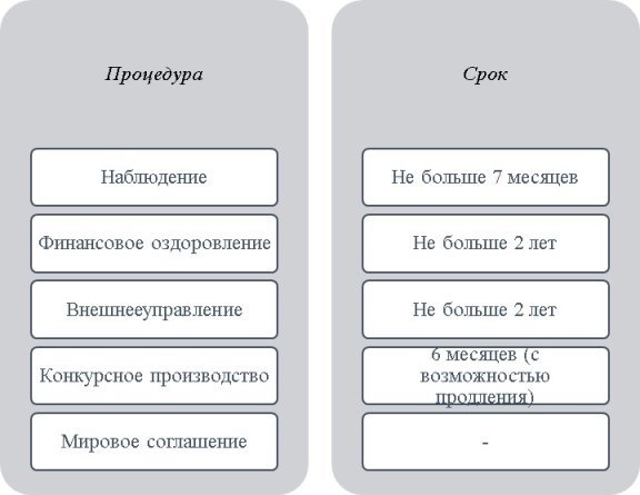 Виды процедур банкротства и их сроки осуществления [5]