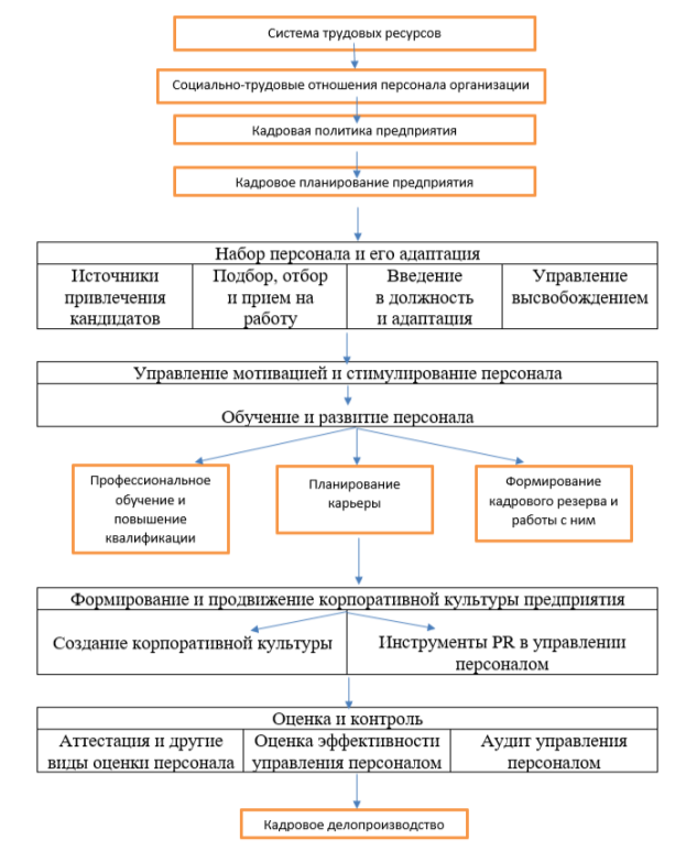 Содержание элементов системы трудовых ресурсов коммерческой организации