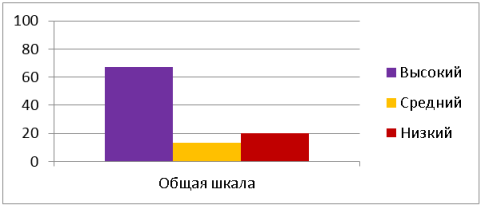 Показатели «общей шкалы» у старшеклассников по опроснику А. В. Зверькову и Е. В. Эйдмана (%)