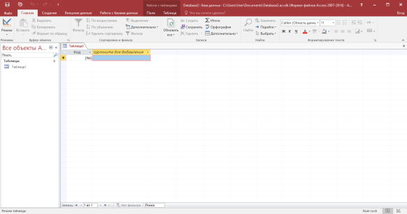 Интерфейс Microsoft Access